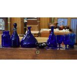 Collection of various decorative blue glass ware Condition: