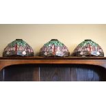 Set of three modern stained and leaded glass lampshades, each with dragonfly decoration Condition: