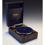 Broadway portable wind-up gramophone having blue rexine finish case Condition: