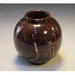 Polished serpentine globular vase Condition: