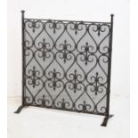 20th Century rectangular wrought iron fleur-de-lys decorated fireguard Condition: