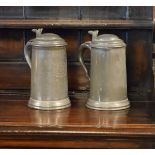 Pair of 19th Century pewter lidded tankards Condition: