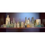 Glass bottles - Collection of mainly unearthed glass bottled and some stoneware bottles etc