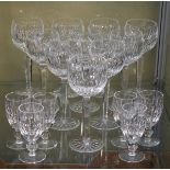 Waterford crystal Carina pattern part suite of table glass comprising: ten Hock glasses and six