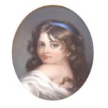 19th Century English school - Pastel - Oval portrait of a young girl, framed Condition: