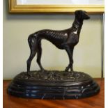 Modern bronze figure of a greyhound after Mene Condition: