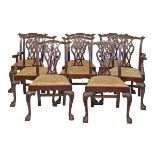 Early 20th Century Chippendale style mahogany nine piece dining suite comprising: rectangular