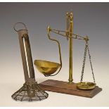 Pair of vintage brass beam scales, together with a brass thermometer Condition: