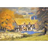 Michael Long (Bristol Savages) - Watercolour - Old England, being a landscape with thatched