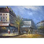 Modern oil on canvas - Parisian Street Scene, framed Condition: