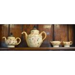 Late 19th Century Doulton Burslem Royles Patent Self Pouring four piece tea set having floral