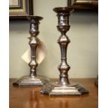 Pair of silver plated candlesticks Condition: