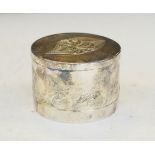 W.M.F. Art Nouveau design silver plated circular box and cover having stylised foliate decoration