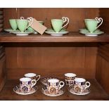 Royal Worcester pale green glazed six person coffee service, together with five various Crown