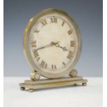 Art Deco design nickel plated mantel clock, the circular dial with Roman numerals Condition: