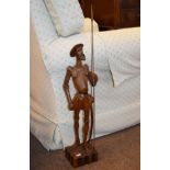 Spanish carved wooden figure of Don Quixote Condition: