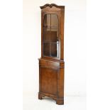 Reproduction walnut finish floor standing corner display cabinet Condition: