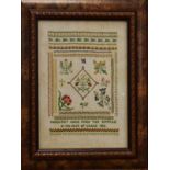 20th Century sampler worked by Margaret Wood, framed Condition: