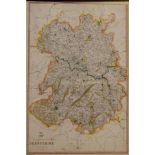 After Edward Weller - Hand coloured map of Shropshire, framed and glazed Condition: