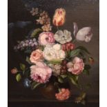 19th Century Flemish School - A matched pair of oils on canvas - Still-life with flowers,