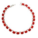 White metal and red glass necklace Condition: