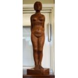 Carved oak sculpture of a female nude, the base inscribed Shapiro (overall height 64cm) Condition: