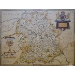 Facsimile Saxton map of Shropshire, framed Condition: