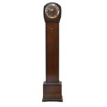 1930's period oak cased grandmother clock having striking and chiming movement, the dial with Arabic