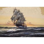 A.D. Bell - Pair of watercolours - Ships At Full Sail, each signed, unframed Condition: