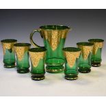 Mid 20th Century Continental green and gilt glass lemonade set Condition: