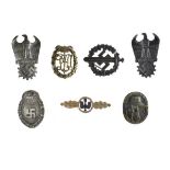 Third Reich badges including; 1933 Gautag Osthannober badge, DRL Sports badge, Sports/Defence badge,