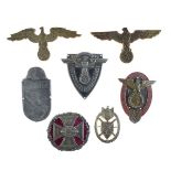 Collection of Third Reich badges, probably mainly restrikes including; NSKK Traffic Educators sleeve