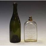 19th Century green glass wine bottle together with a 19th Century Continental glass decanter with