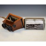 Early 20th Century mahogany stereoscopic viewer and a quantity of World War I related slides