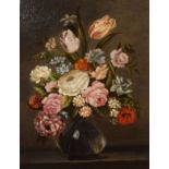 19th Century Flemish School - A matched pair of oils on canvas - Still-life with flowers,