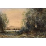 John George Mathieson - Watercolour - Woodland landscape with figure, signed, framed and glazed