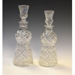 Two good quality cut glass thistle shaped decanters and stoppers Condition: