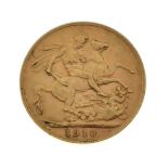 Gold Coins - Edward VII sovereign, 1910 Condition: