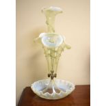 Victorian vaseline glass four trumpet epergne Condition: