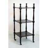 Small Victorian brass inlaid rosewood square three tier what-not Condition: