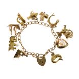 9ct gold charm bracelet Condition: