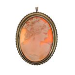Carved cameo brooch in an unmarked yellow metal mount Condition: