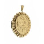9ct gold oval locket having engraved decoration Condition: