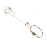 Nickel plated framed magnifying glass having a facet cut glass handle Condition: