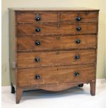 19th Century mahogany chest of two short and four long graduated drawers on bracket feet Condition: