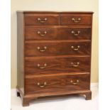 Large 19th Century mahogany chest of two short and four long graduated drawers on bracket feet