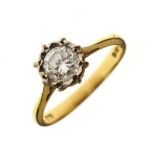 18ct gold diamond solitaire ring, 0.75 carats approx, size P Condition: