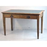 Early 20th Century oak library table fitted two drawers and standing on tapered square supports