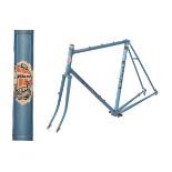 Viking (clubman) Reynolds 531 steel racing cycle frame in metallic blue with black decals, fitted