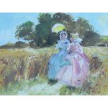 John Strickland Goodall (1908-1996) - Watercolour - The Two Sisters, signed, 14.5cm x 18.75cm A.R.